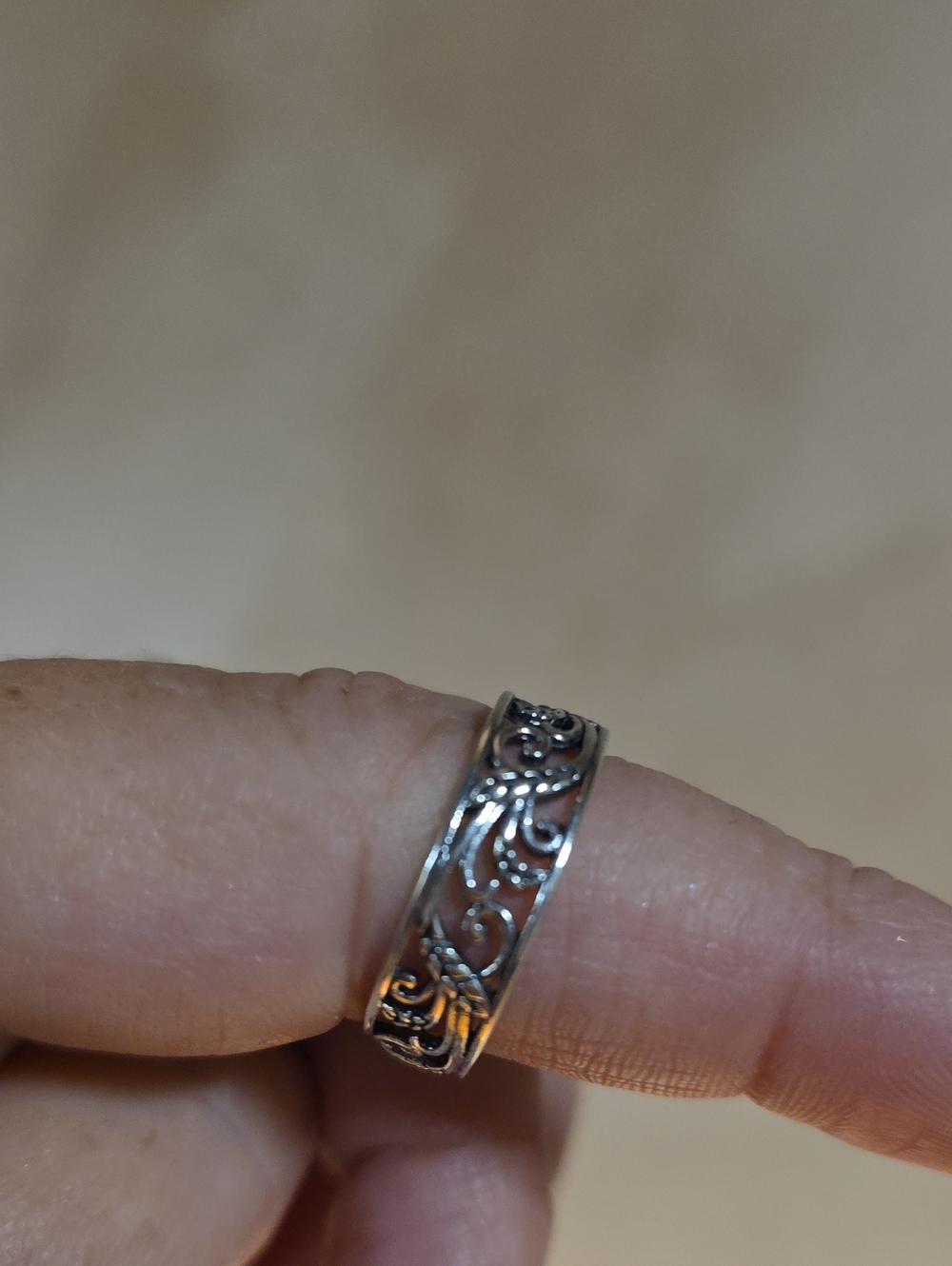 Intricate Filigree .925Sterling-Color Band Ring - Picture 5 of 7